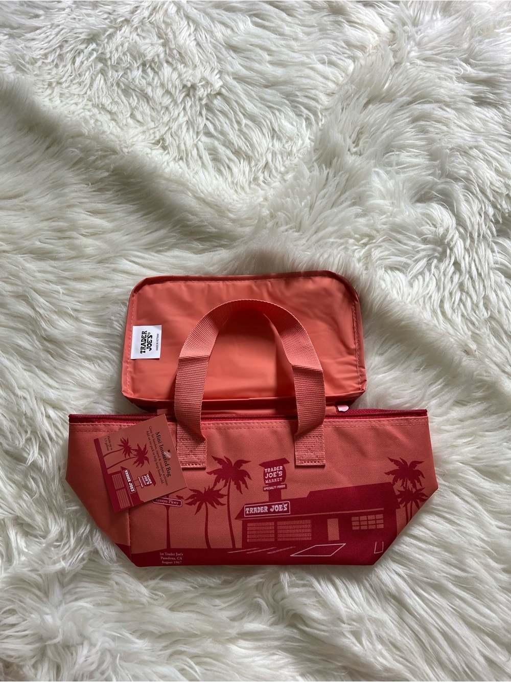 Trader Joe's Coral Mini Insulated Tote Bag - Picture 1 of 5